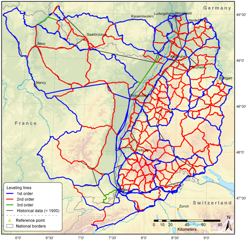 Levelling data in the URG area