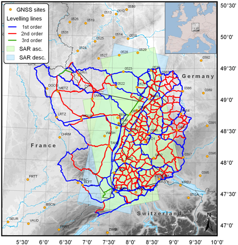 Geodetic data sets in the URG area